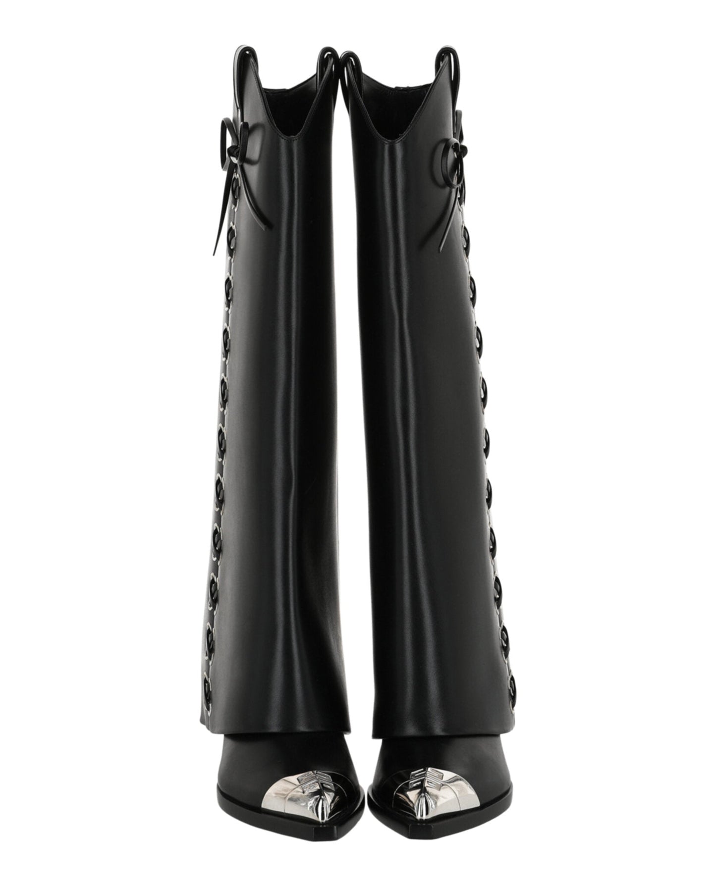 Givenchy Womens Shark Lock Cowboy Boots In Corset Style Leather