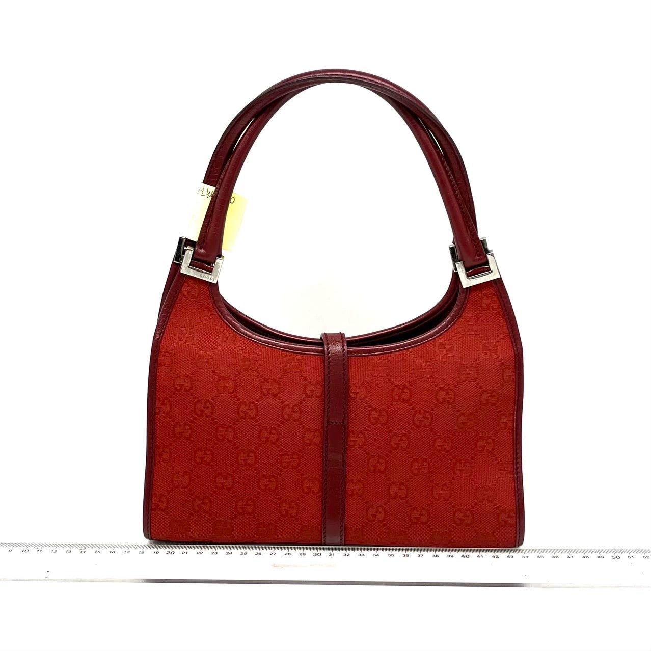 Gucci Jackie   Red Monogram Fabric and Leather Shoulder Bag