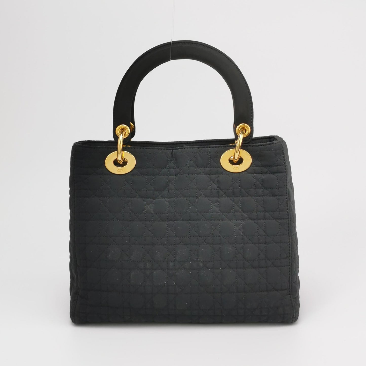 Lady Dior   Medium Black Cloth with Yellow Gold-tone Hardware