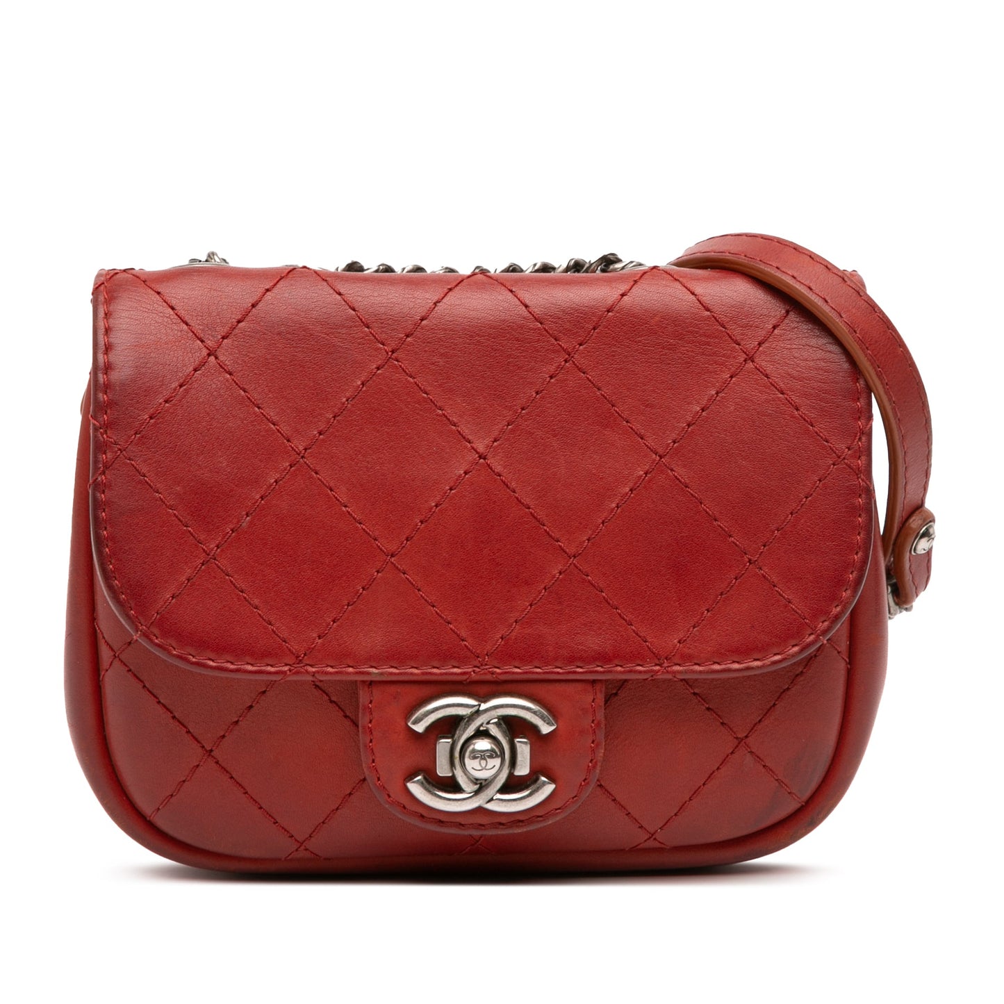 Red Chanel Paris Dallas Goatskin Wild Stitch Flap Crossbody Bag