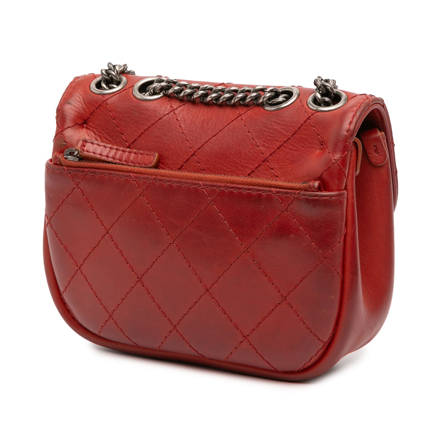 Red Chanel Paris Dallas Goatskin Wild Stitch Flap Crossbody Bag