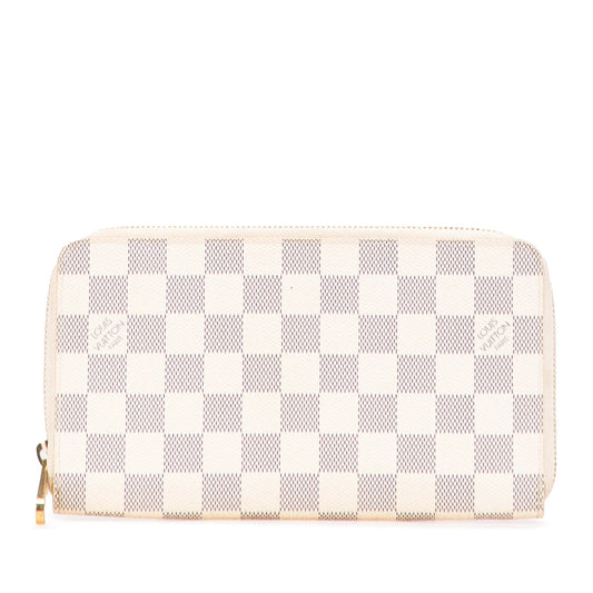 White Louis Vuitton Damier Azur Zippy Long Wallet