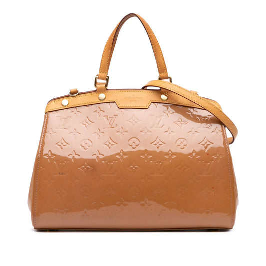 Tan Louis Vuitton Monogram Vernis Brea MM Satchel
