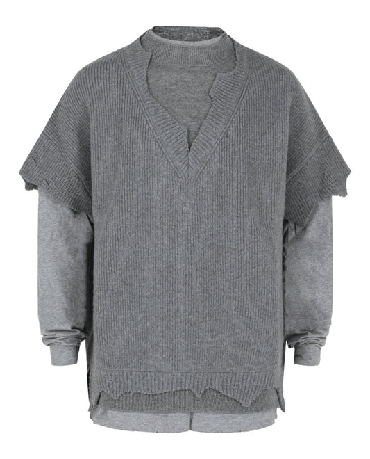 Givenchy Mens Wool Cut And Layer Sweater