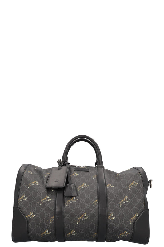 GUCCI Tiger Supreme Canvas Bowling Bag Charcoal
