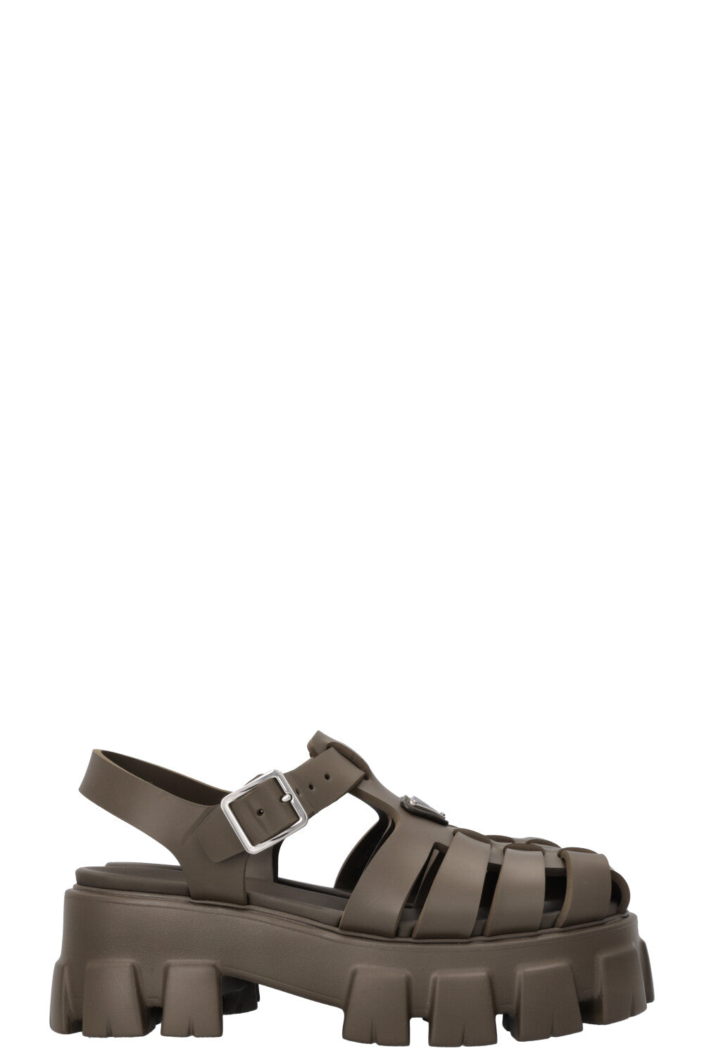 PRADA Monolith Rubber Sandals Khaki