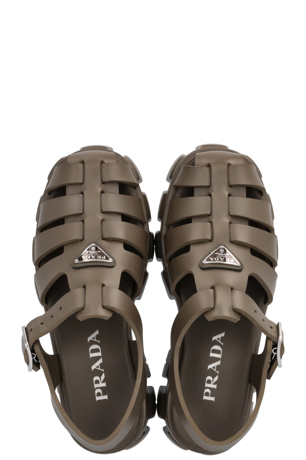 PRADA Monolith Rubber Sandals Khaki