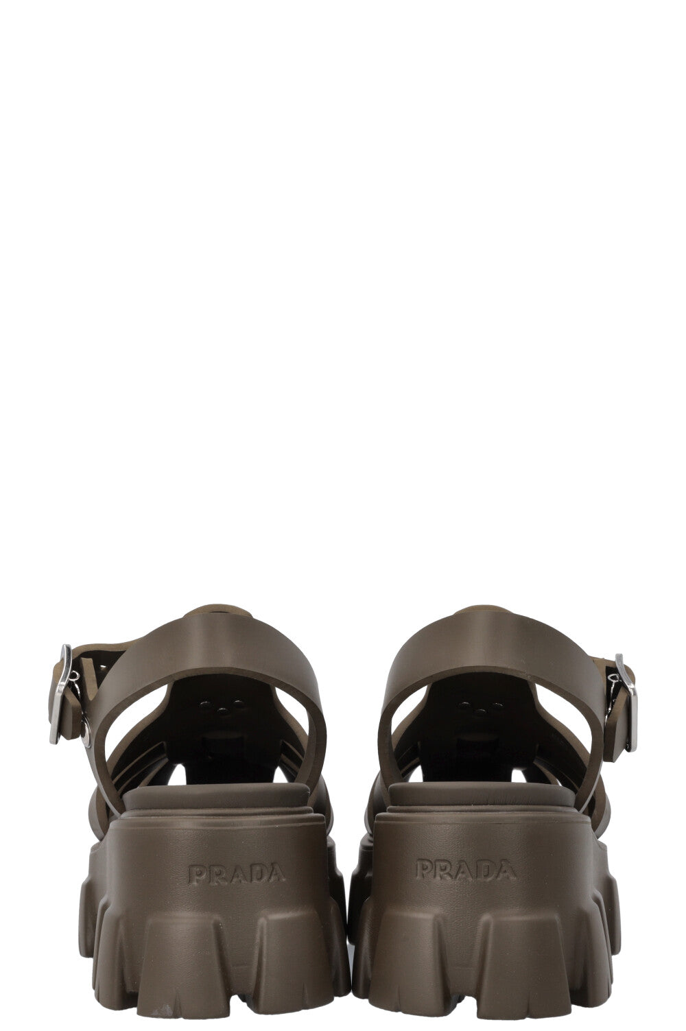 PRADA Monolith Rubber Sandals Khaki