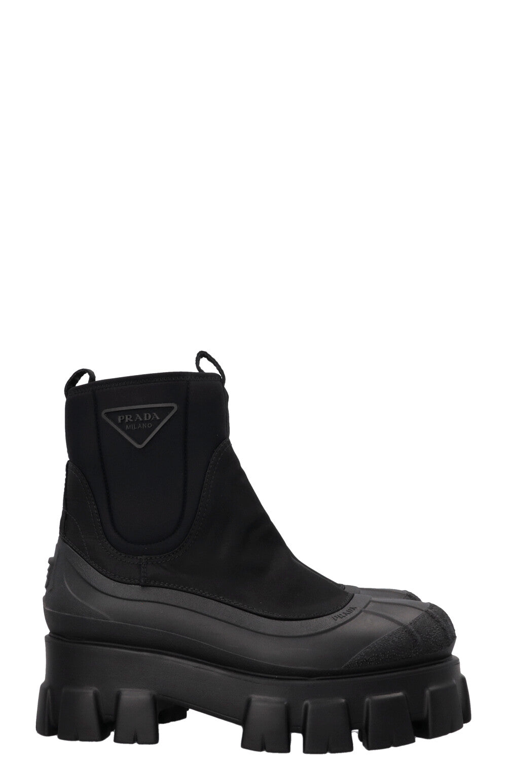 PRADA Monolith Slip On Ankle Boots Nylon Black