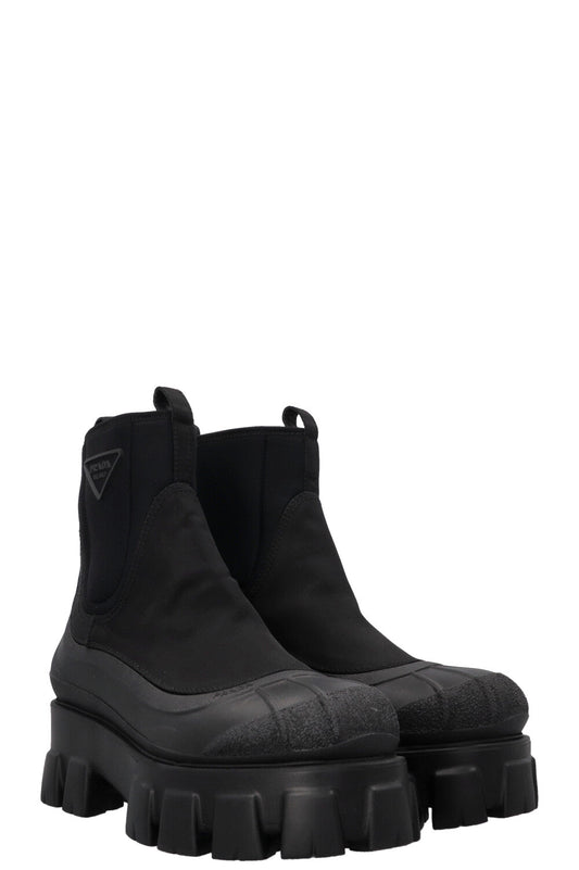 PRADA Monolith Slip On Ankle Boots Nylon Black