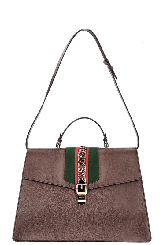 GUCCI Sylvie Handle Bag XXL Brown