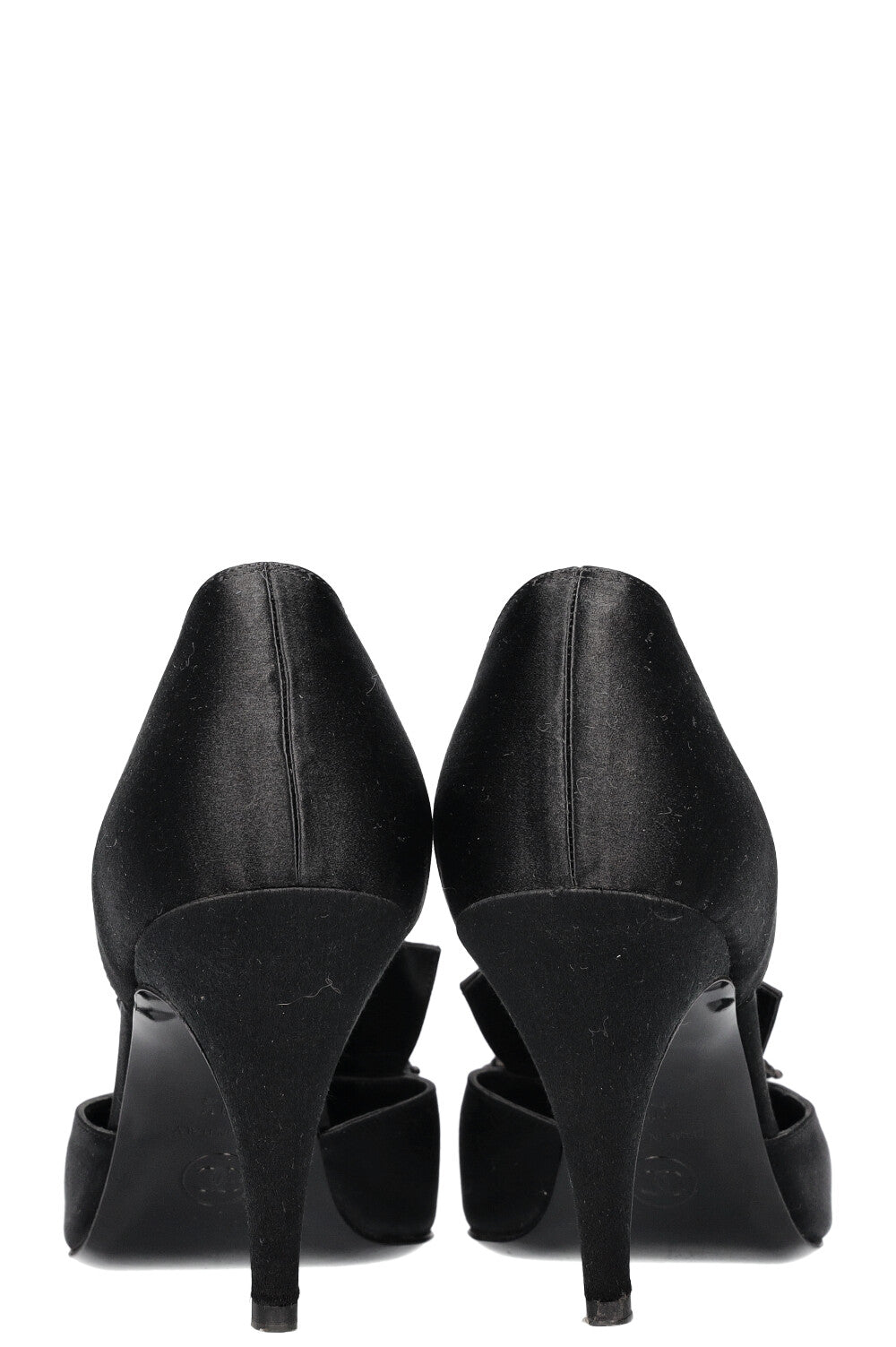 CHANEL Heels Buckles Satin Black