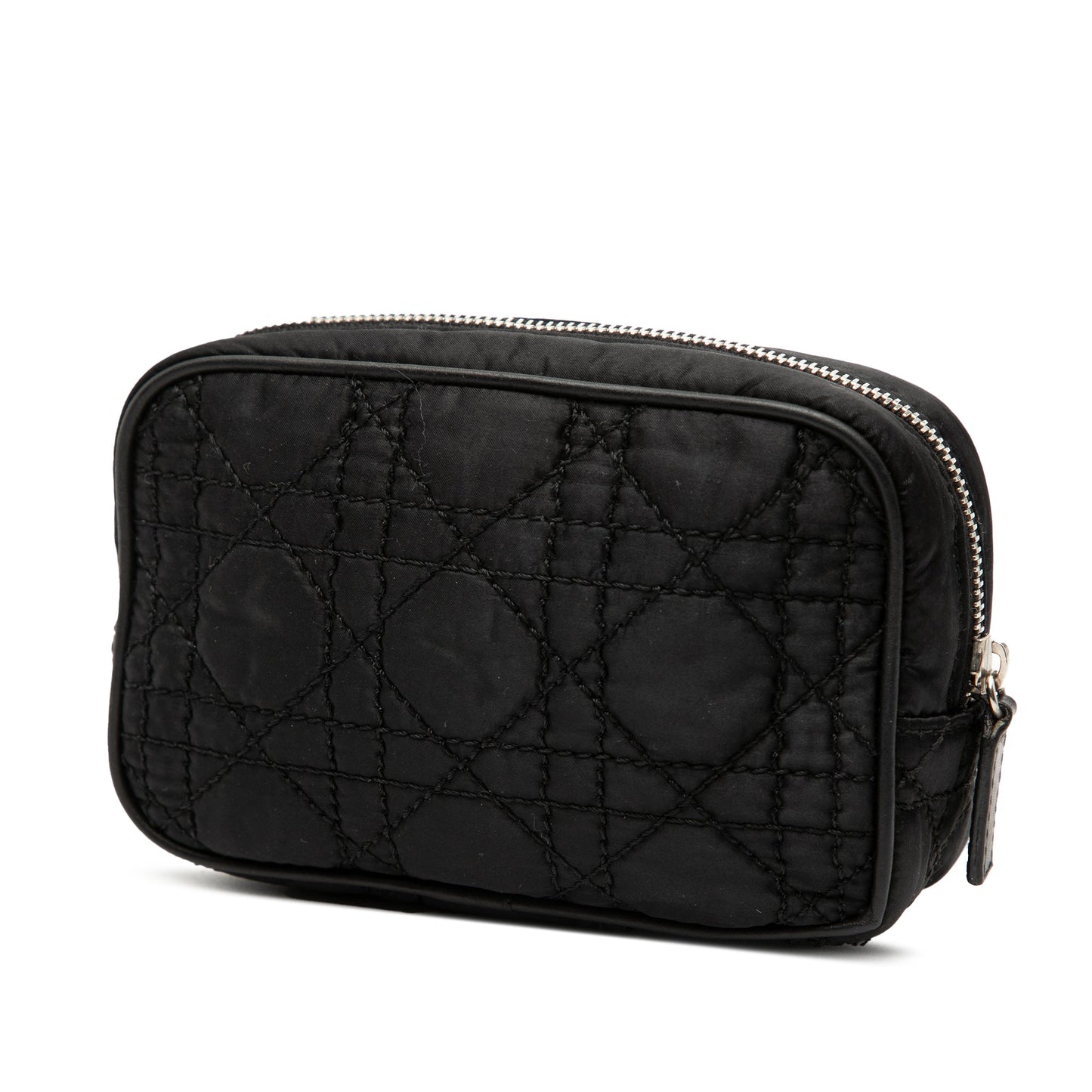 Black Dior Nylon Cannage Charm Trousse Cosmetic Bag Pouch