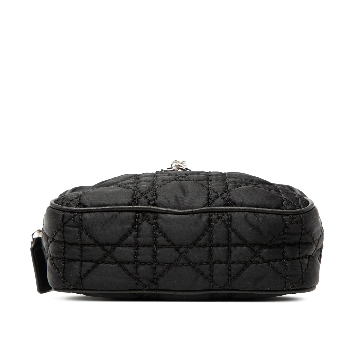 Black Dior Nylon Cannage Charm Trousse Cosmetic Bag Pouch