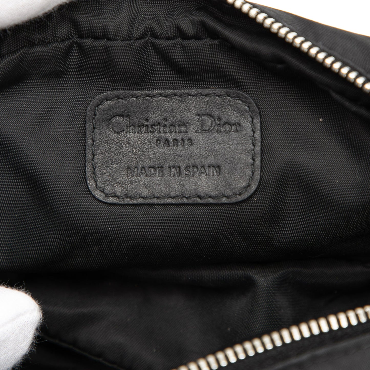 Black Dior Nylon Cannage Charm Trousse Cosmetic Bag Pouch