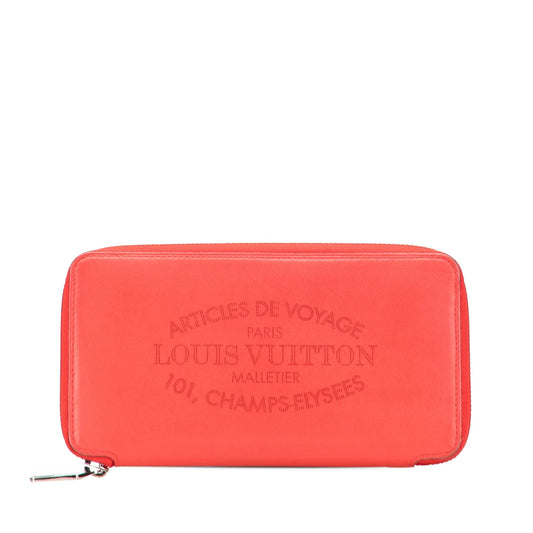 Red Louis Vuitton Leather Articles de Voyage Zippy Long Wallet