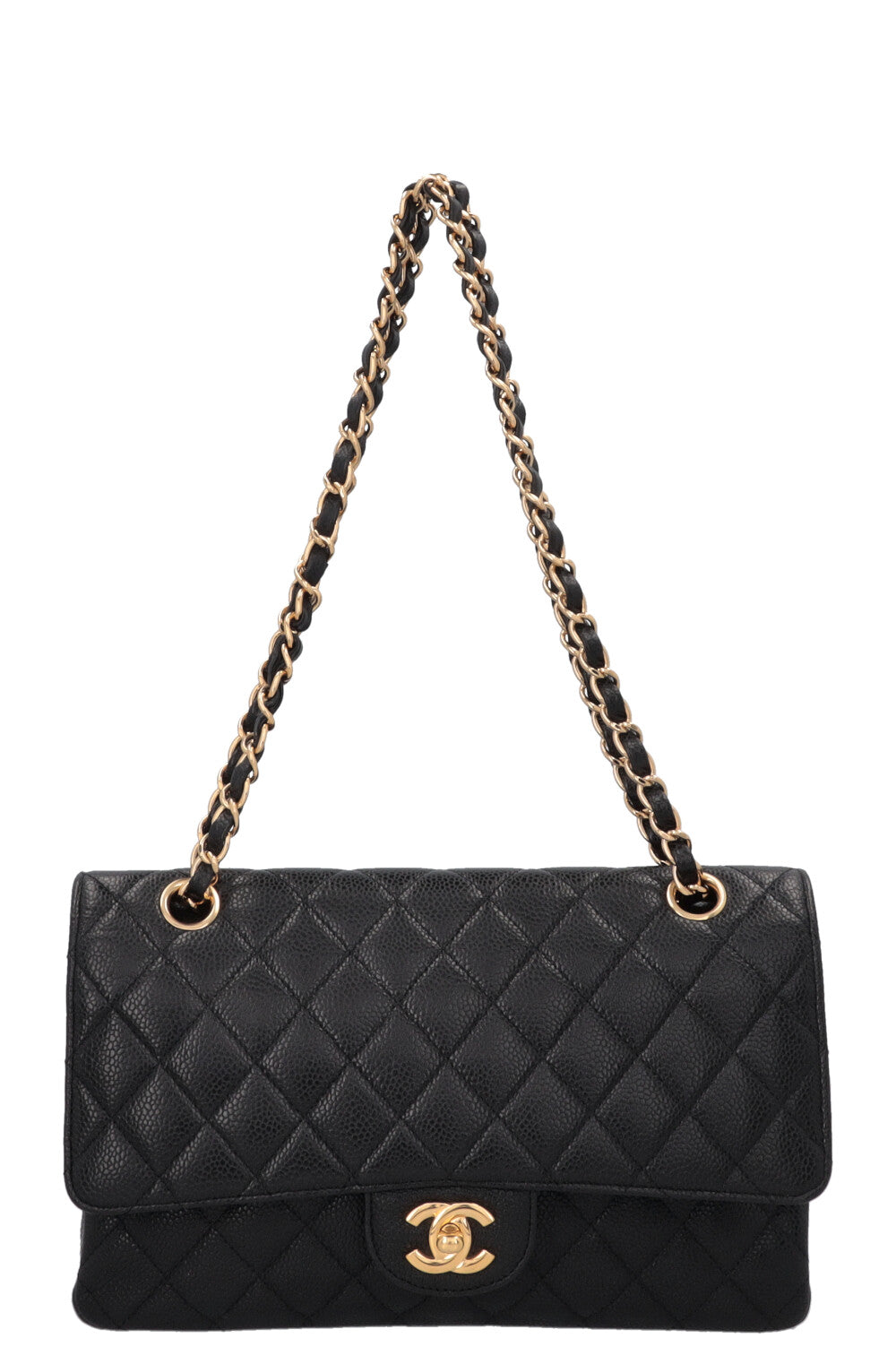 CHANEL Medium Double Flap Bag Caviar Black