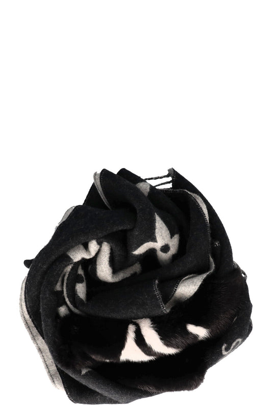 LOUIS VUITTON Cold Reykjavik Mink Pocket Scarf Cashmere Black