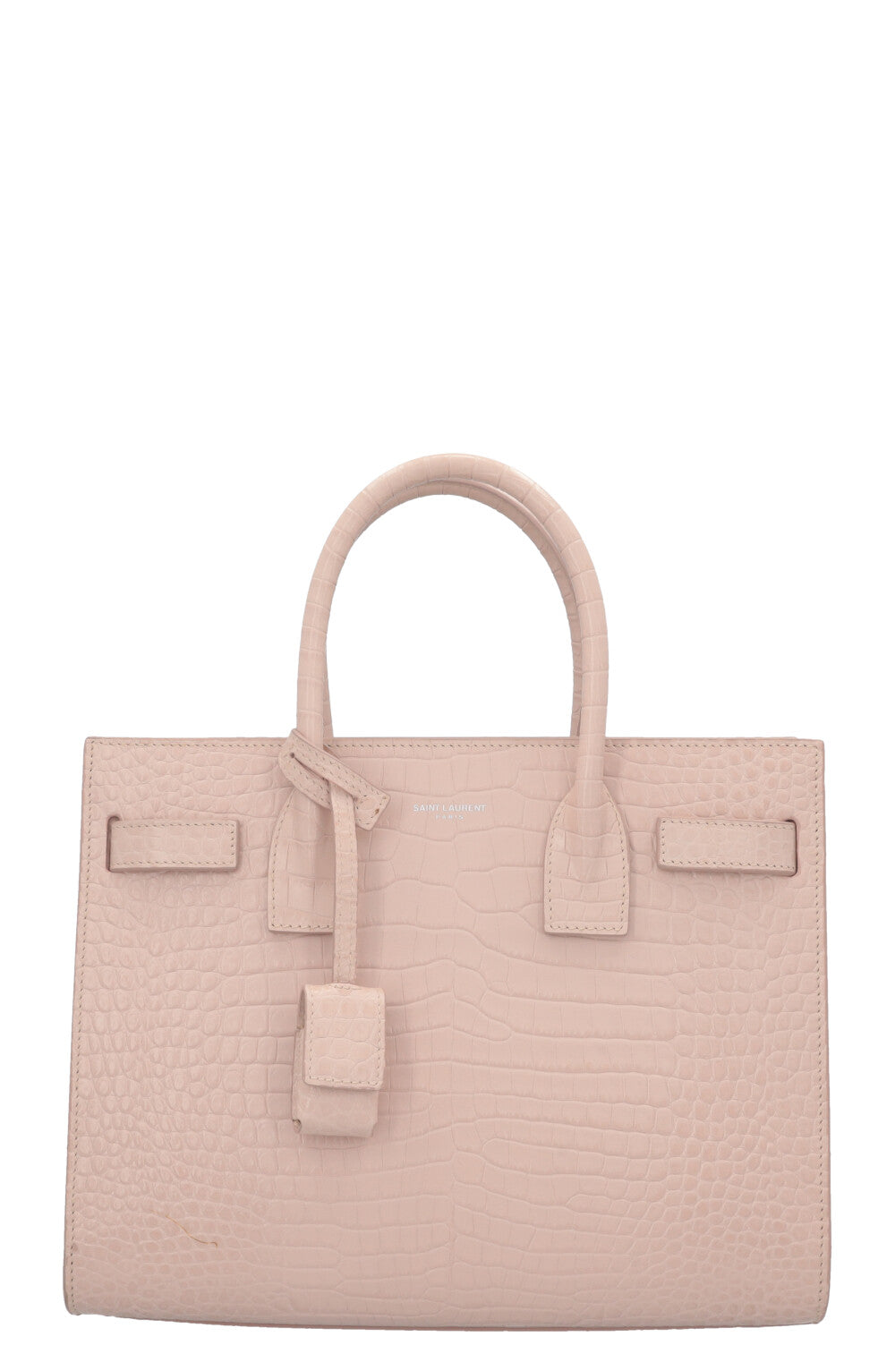 SAINT LAURENT Small Sac de Jour Croco Embossed Nude