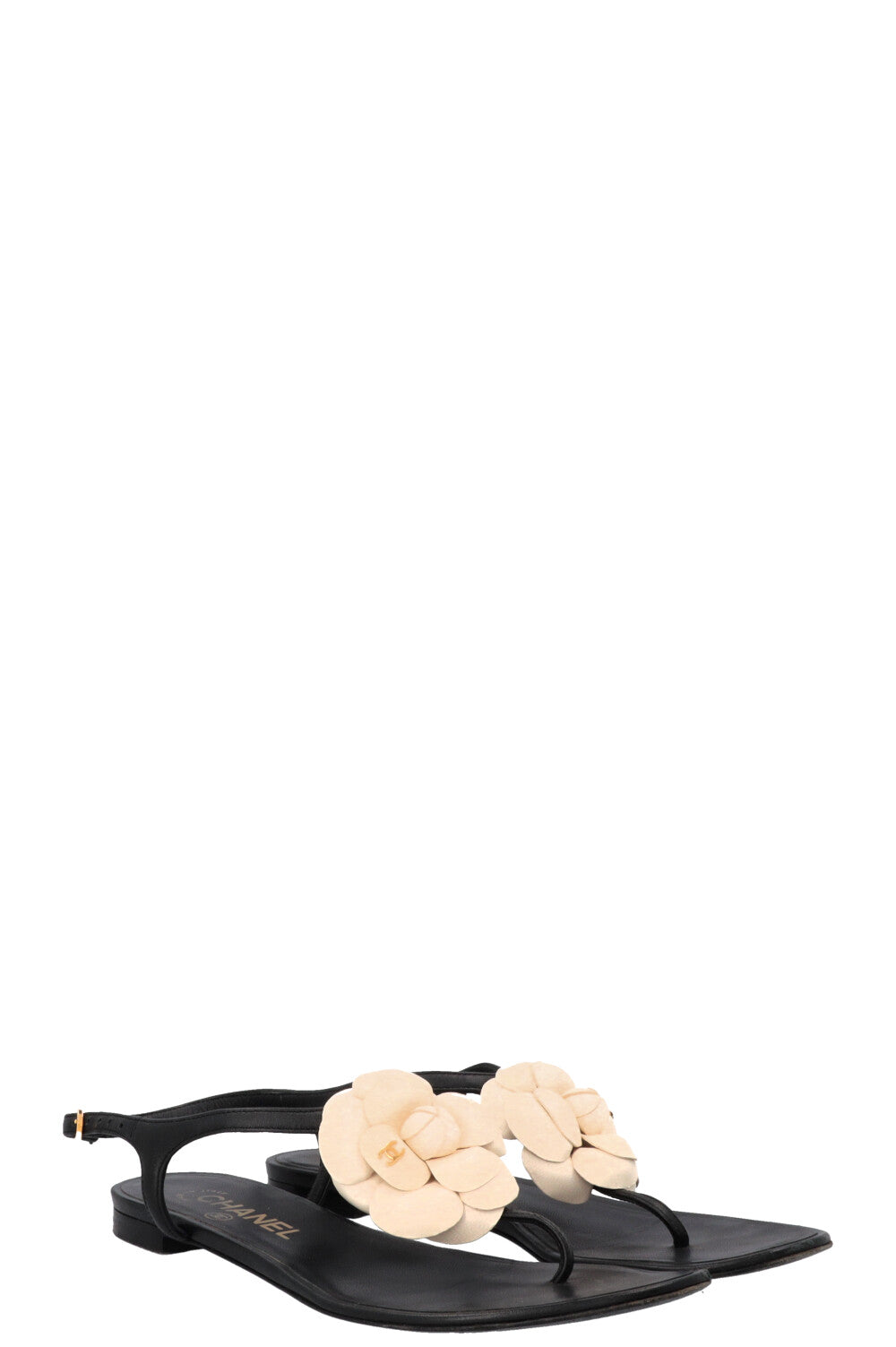 CHANEL Camellia Sandals Black