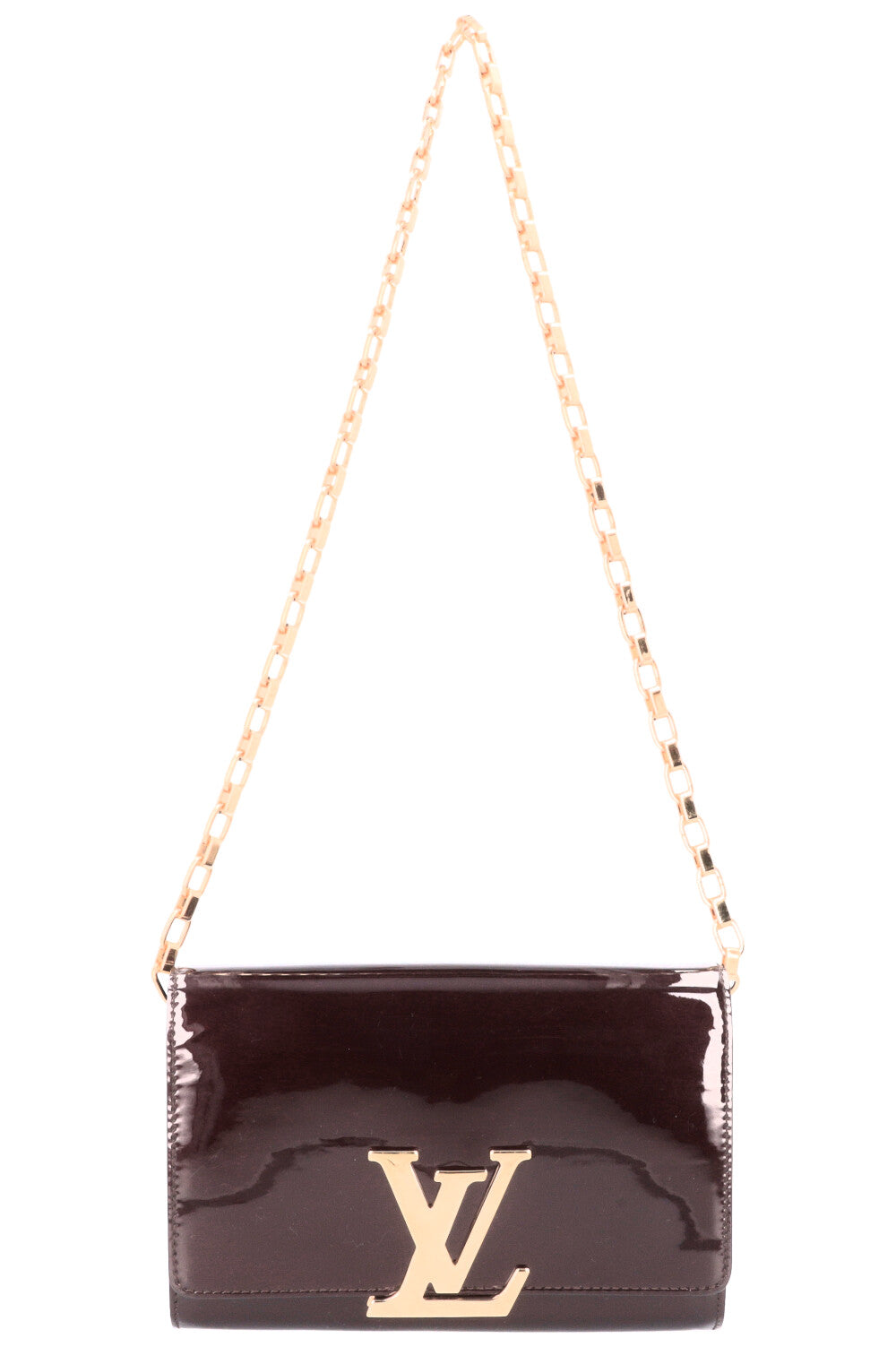 LOUIS VUITTON Louise LV Chain Clutch Amaranthe Patent