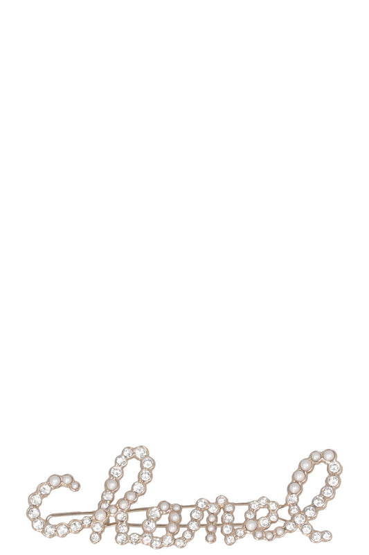 CHANEL 2019 Logo Hair Clip Pearls Crystals