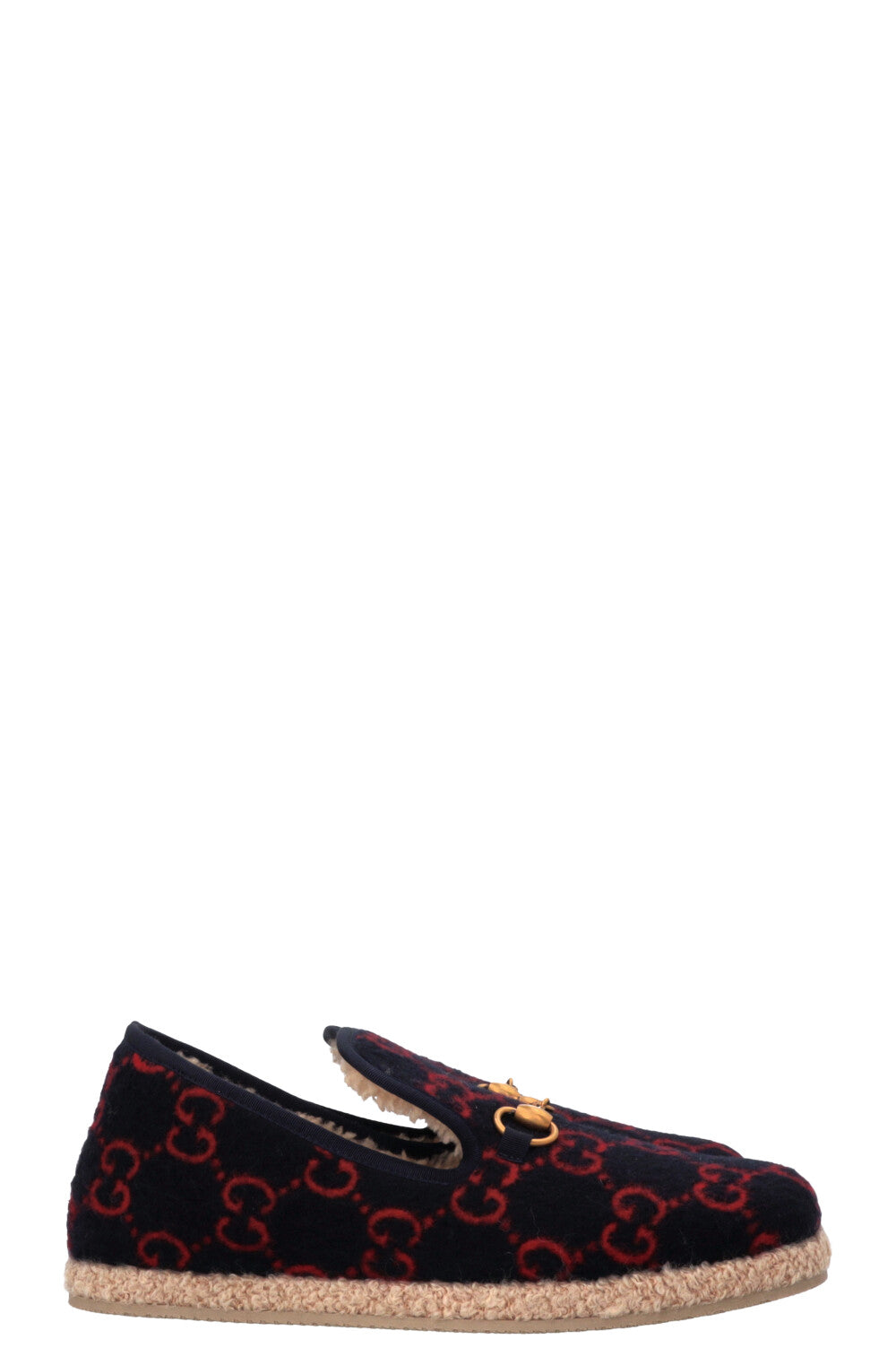 GUCCI Shearling Jordaan Espadrilles Navy