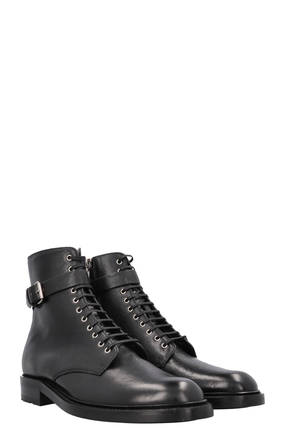 SAINT LAURENT Army Buckled Ankle Boots Black