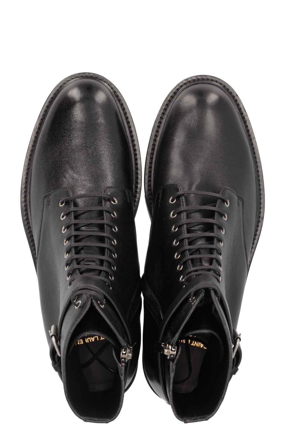SAINT LAURENT Army Buckled Ankle Boots Black