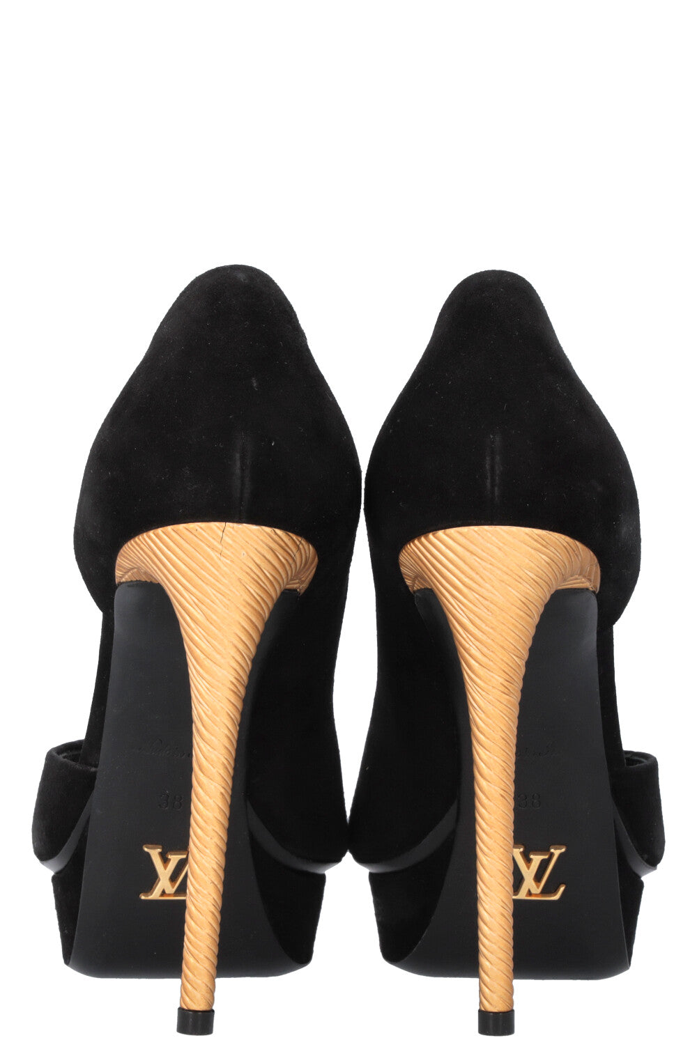 LOUIS VUITTON Peeptoe Heels Suede Black