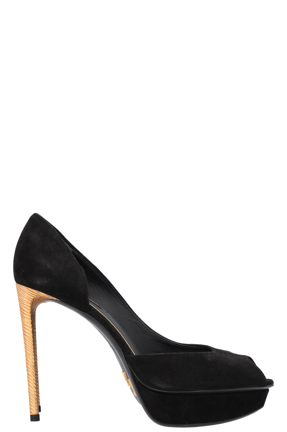 LOUIS VUITTON Peeptoe Heels Suede Black