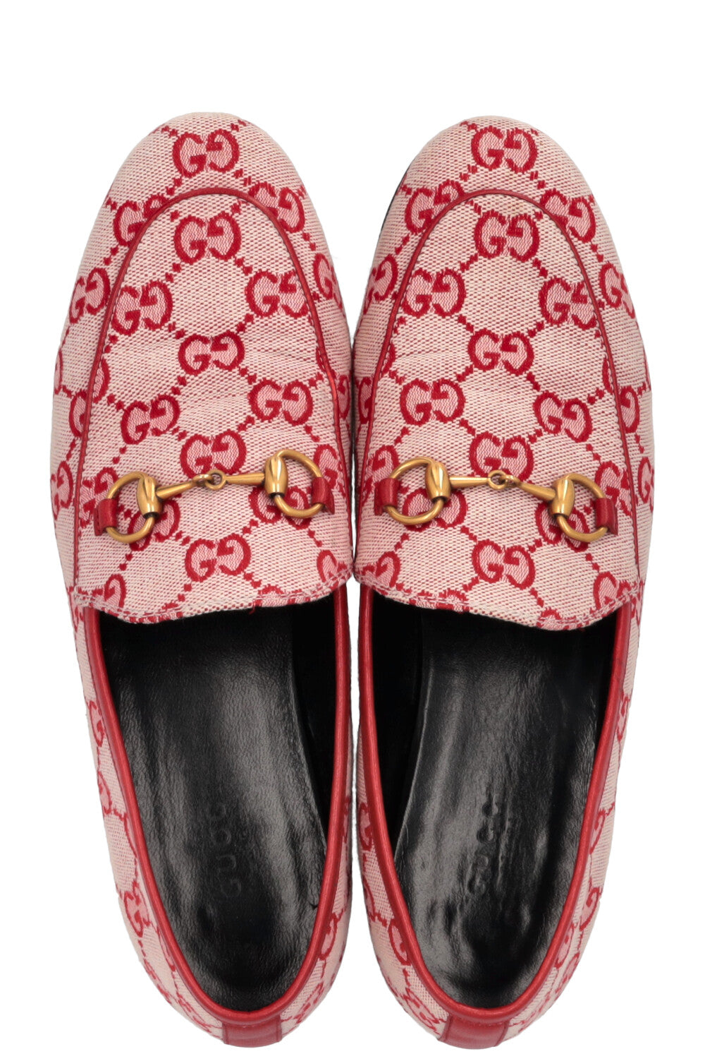 GUCCI Jordaan Loafers GG Supreme Canvas Red