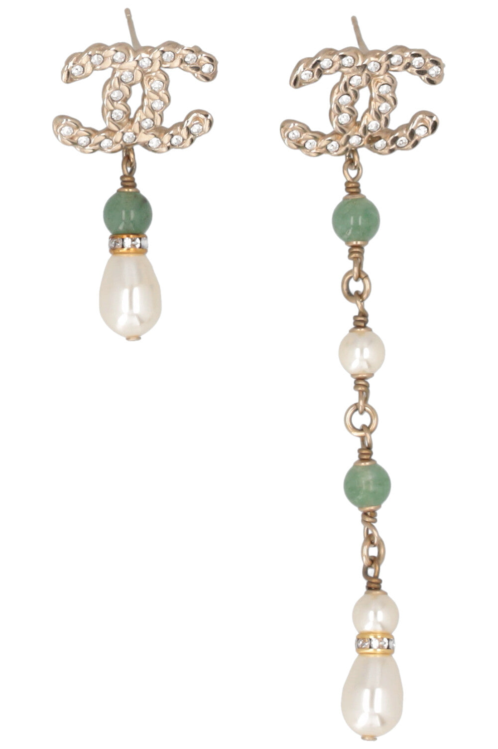 CHANEL 2019 CC Pearl Long Short Earrings