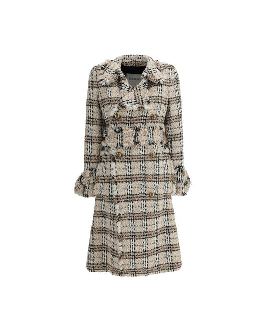Burberry Tweed Check DoubleBreasted Coat Women Multicolor Jackets & Coats