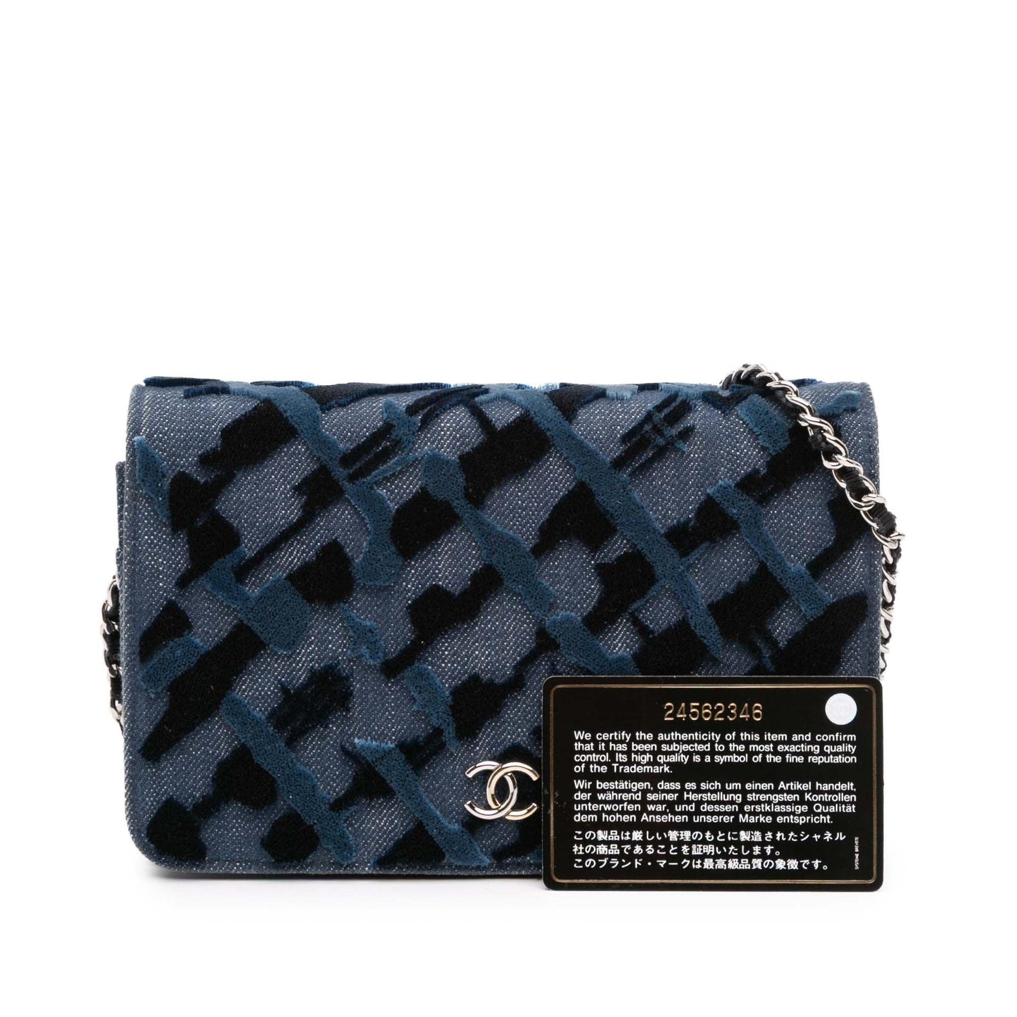 Blue Chanel Denim and Velvet Wallet On Chain Crossbody Bag