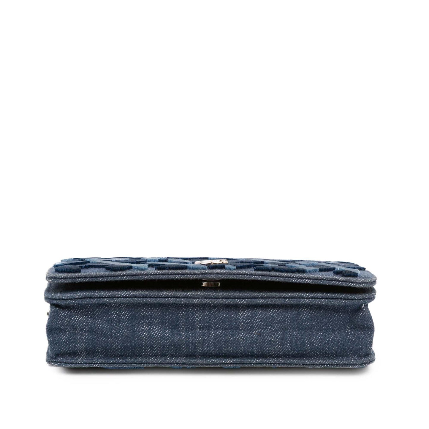 Blue Chanel Denim and Velvet Wallet On Chain Crossbody Bag