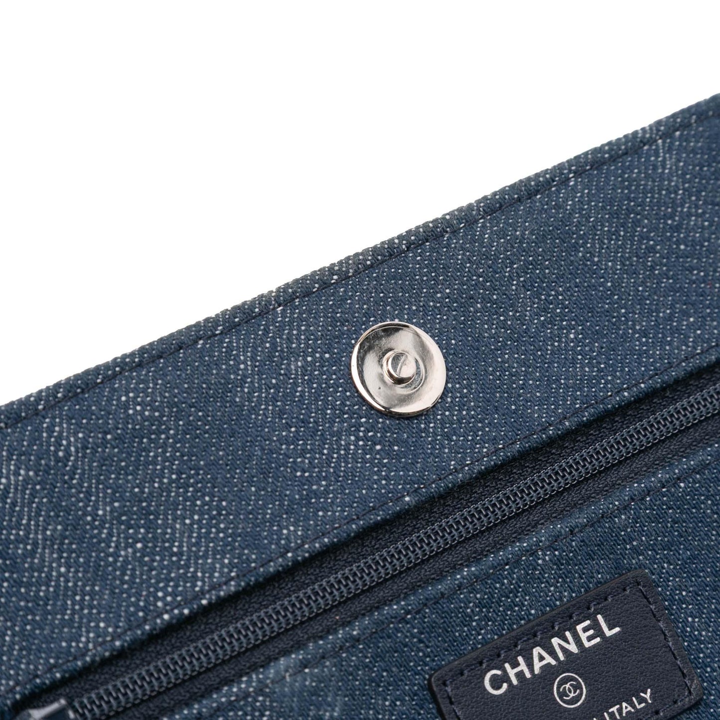 Blue Chanel Denim and Velvet Wallet On Chain Crossbody Bag