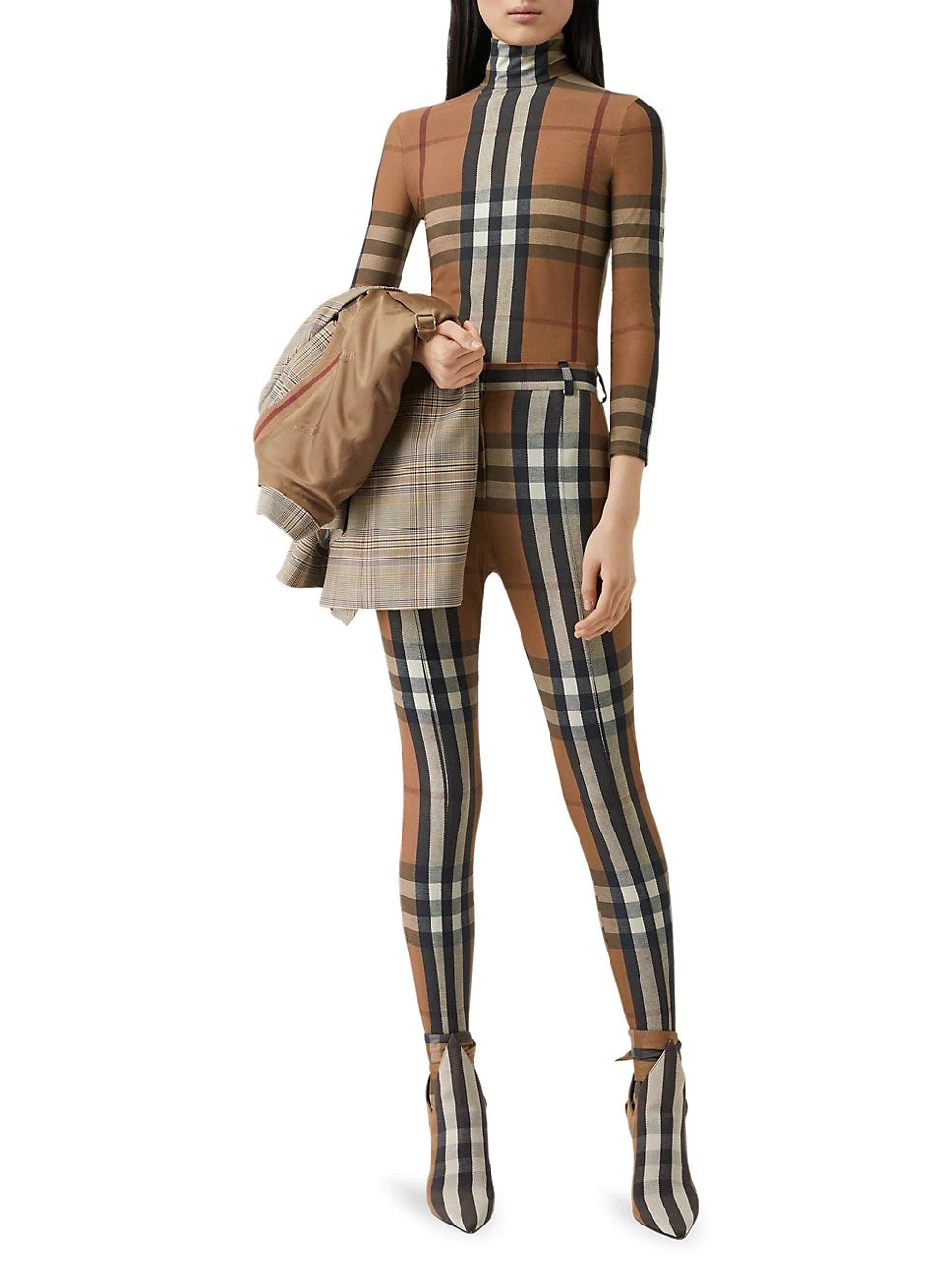 BURBERRY EMERY   CHECK JERSEY TURTLENECK TOP