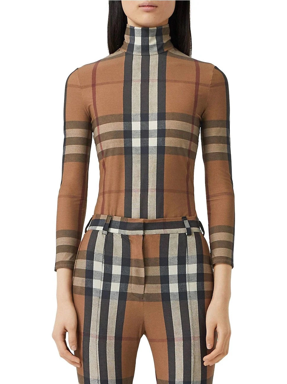 BURBERRY EMERY   CHECK JERSEY TURTLENECK TOP