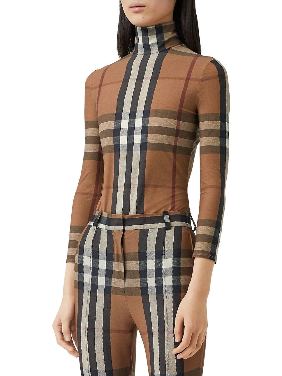 BURBERRY EMERY   CHECK JERSEY TURTLENECK TOP