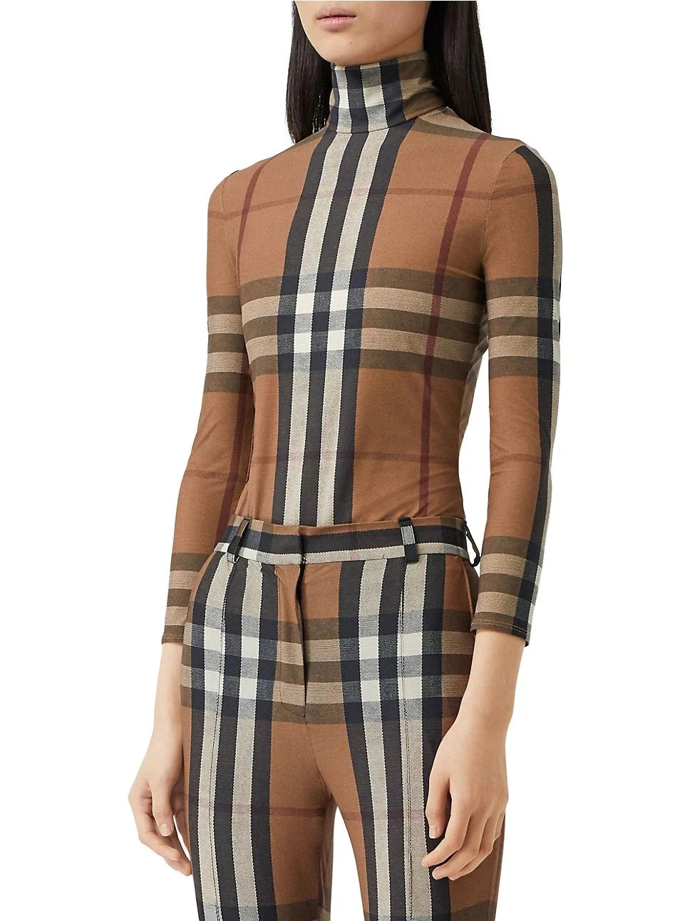 BURBERRY EMERY   CHECK JERSEY TURTLENECK TOP