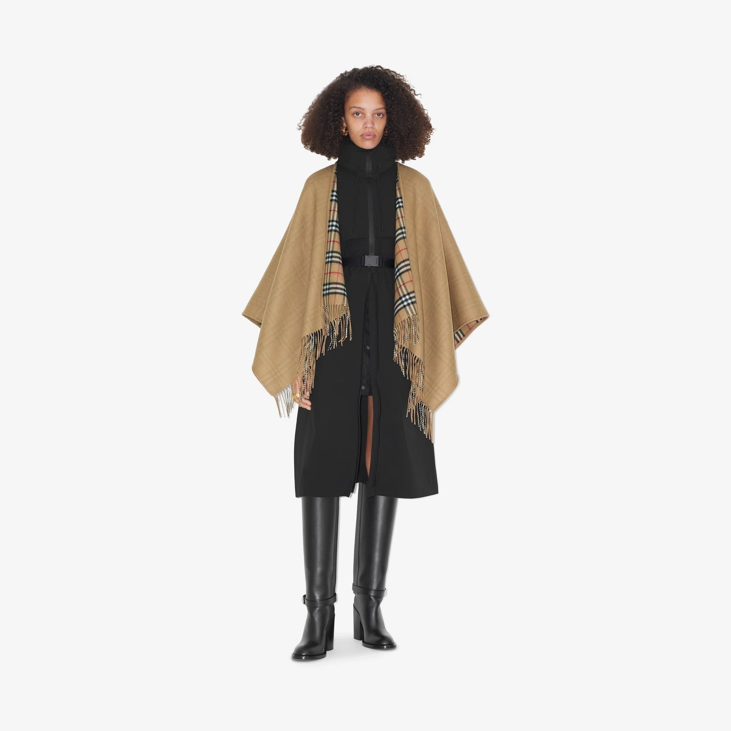BURBERRY REVERSIBLE HO  CHECK WOOL CAPE