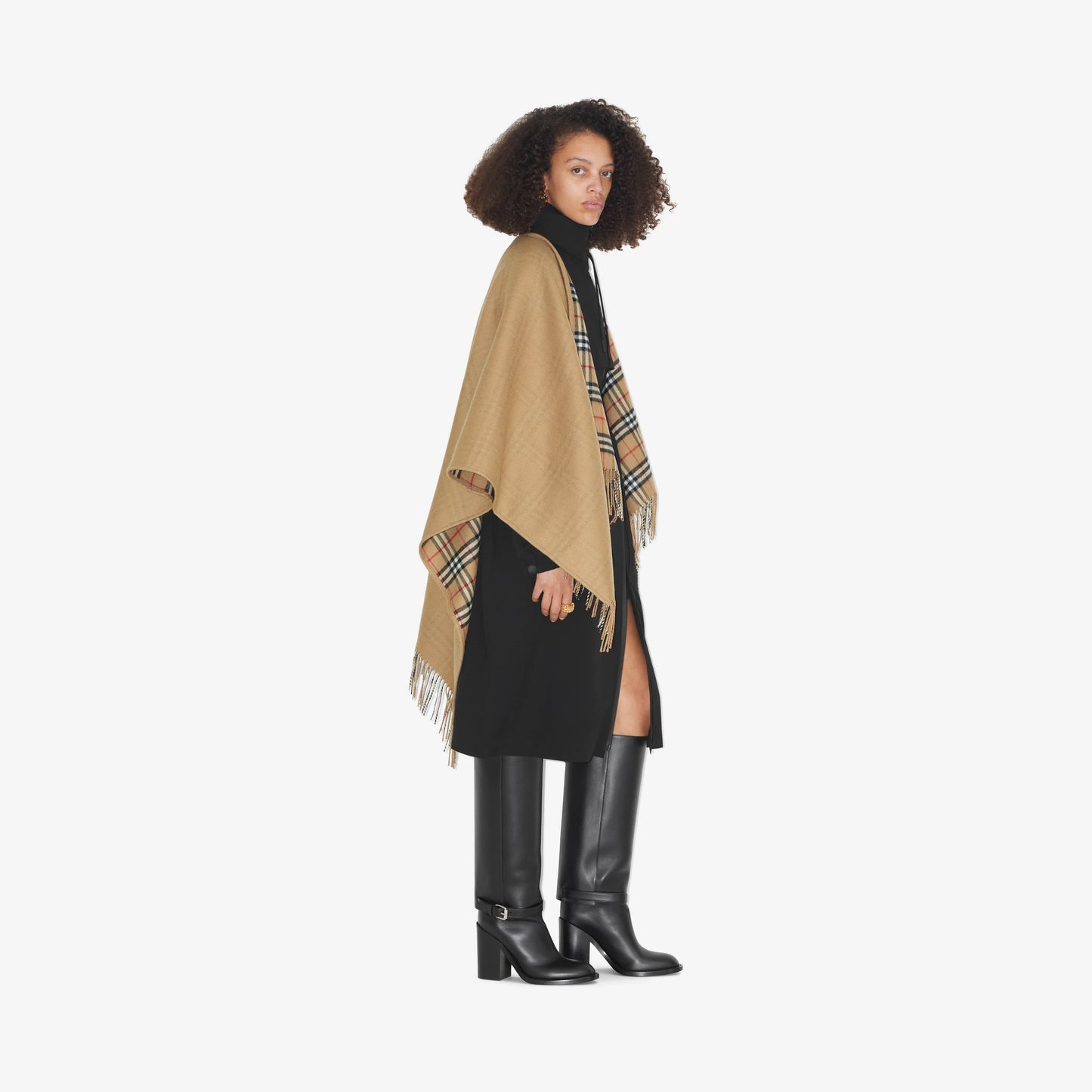 BURBERRY REVERSIBLE HO  CHECK WOOL CAPE