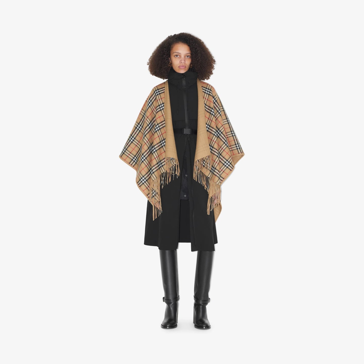 BURBERRY REVERSIBLE HO  CHECK WOOL CAPE