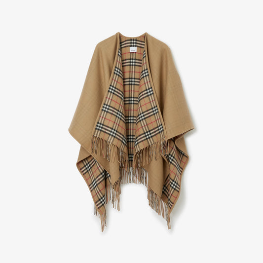 BURBERRY REVERSIBLE HO  CHECK WOOL CAPE