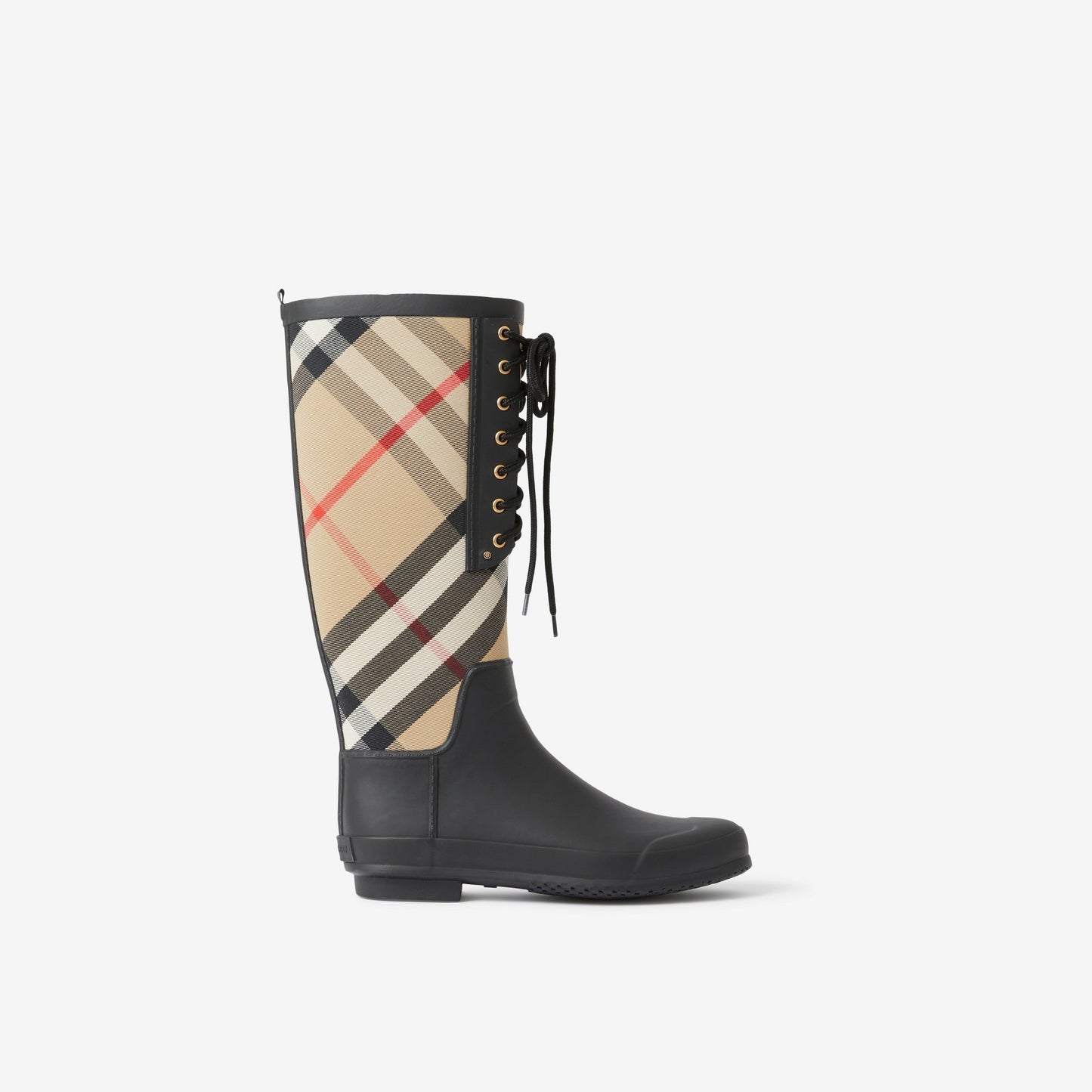BURBERRY SIMEON HO  CHECK LACE UP RAIN BOOTS
