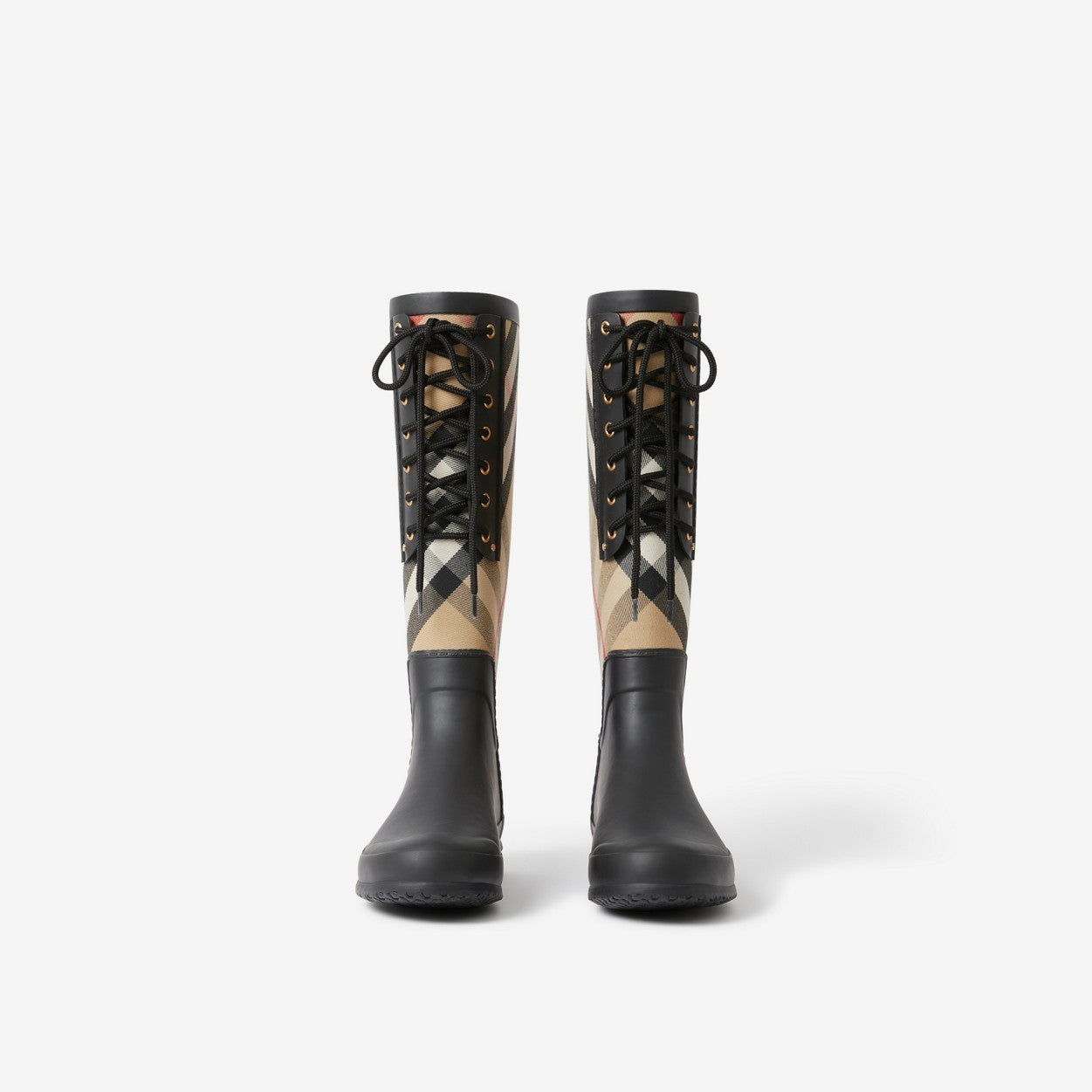 BURBERRY SIMEON HO  CHECK LACE UP RAIN BOOTS