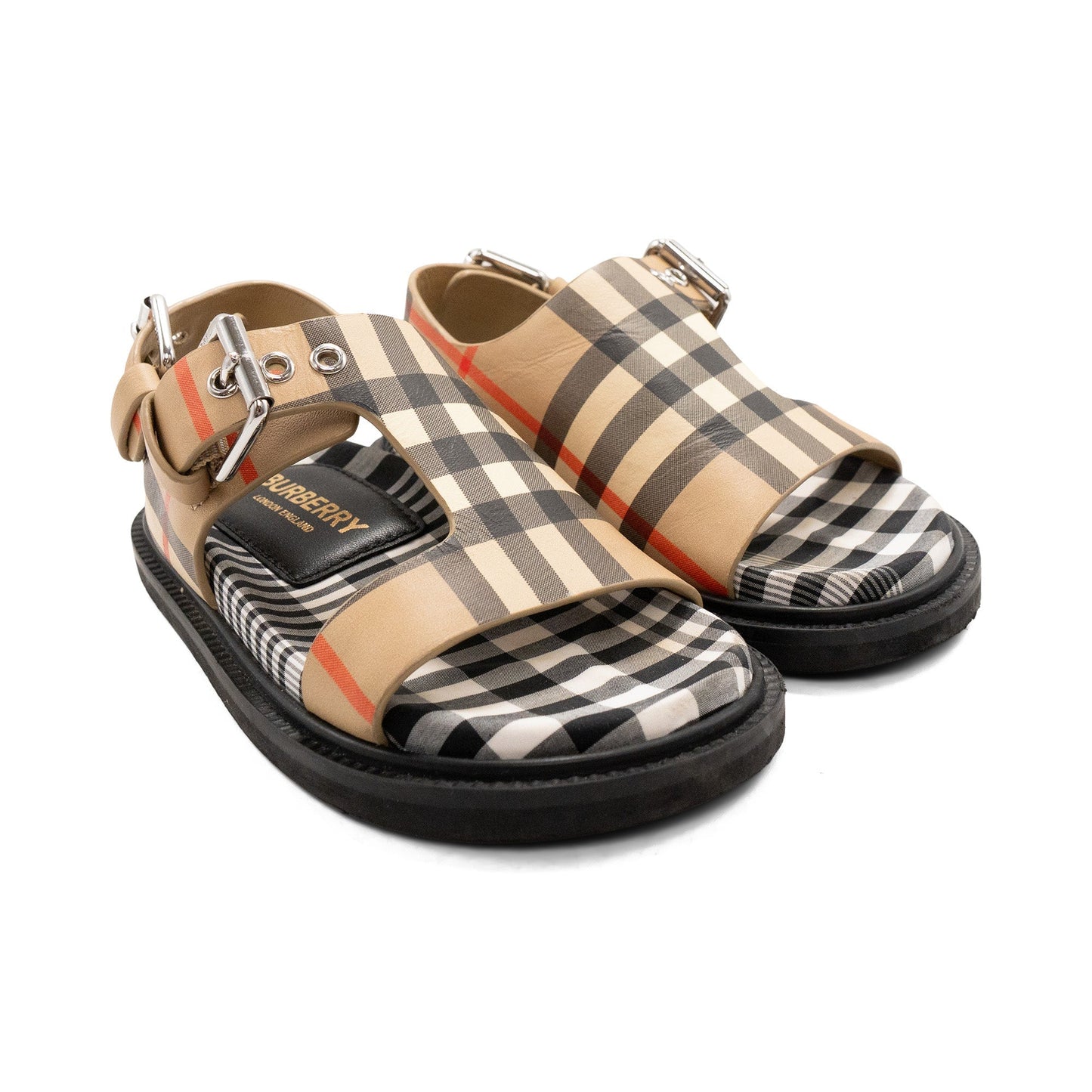 Burberry Kids 'Bertha   Check Buckle Sandals' - Kid's 26