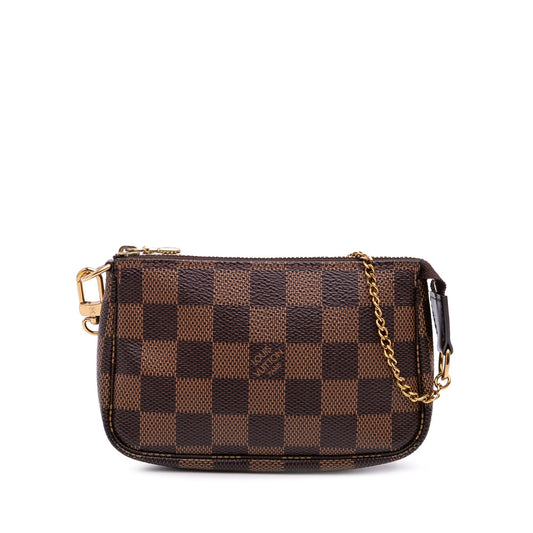 Brown Louis Vuitton Damier Ebene Mini Pochette Accessoires Handbag