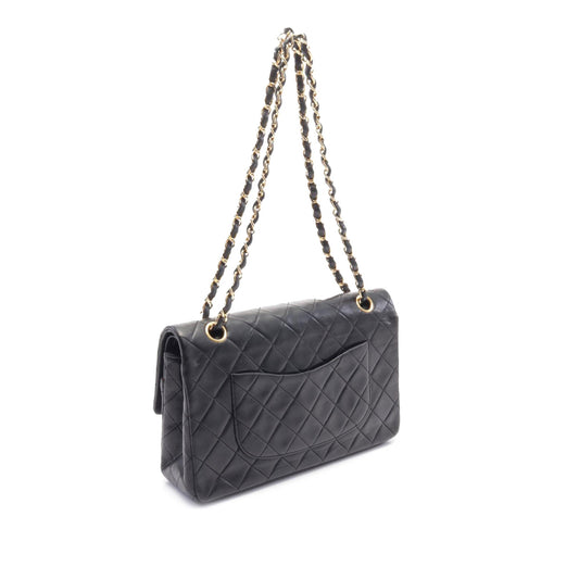 Black Chanel Medium Classic Lambskin Double Flap Shoulder Bag